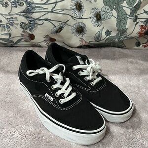 Vans Black and White Low-Top Canvas Sneakers